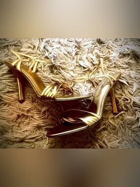 bebe Gold Strappy Heeled Sandals